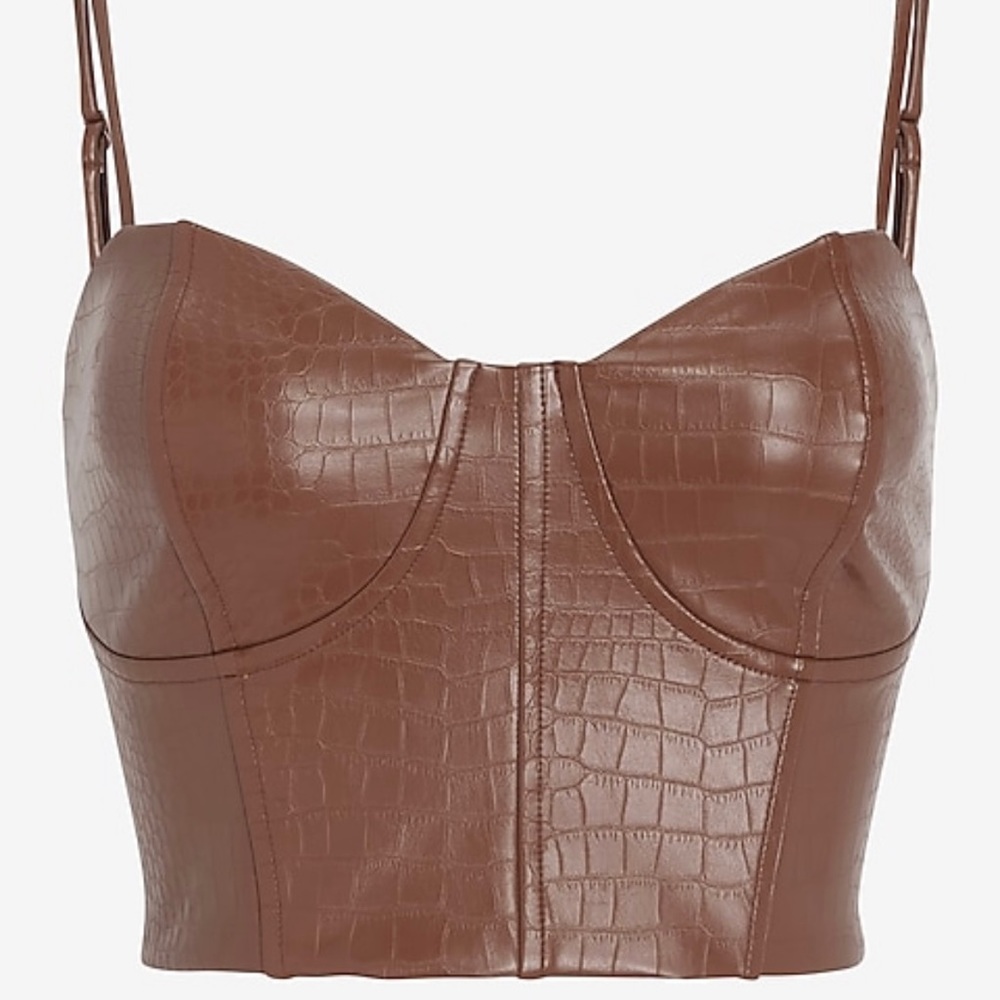 Express faux croc crop top
